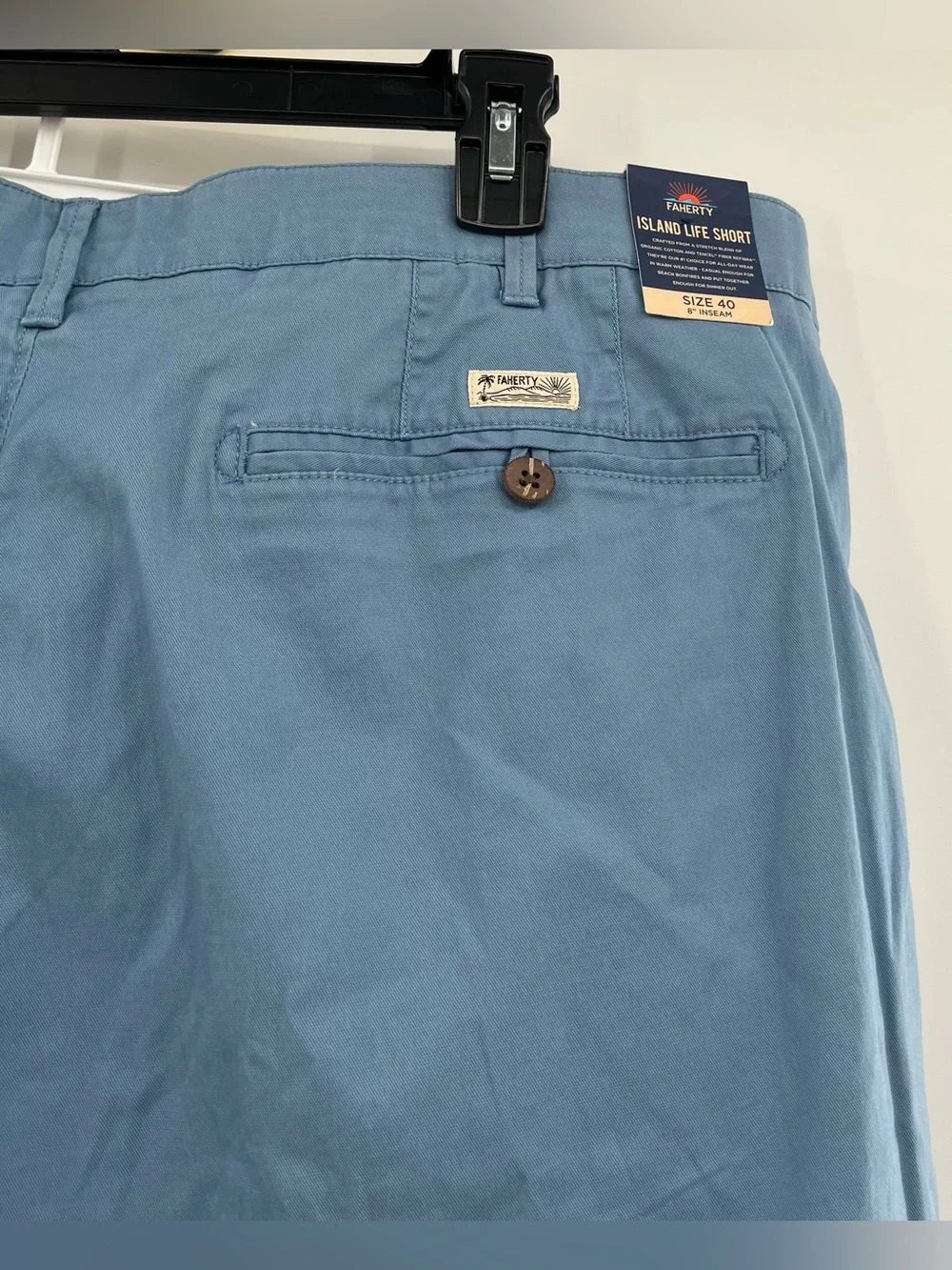 New Faherty Island LIfe Shorts Organic Cotton Size Men's 40 Blue Chino Preppy 8
